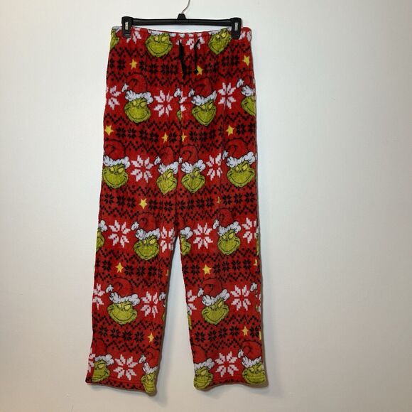 Dr Suess Other - Dr Suess‎ The Grinch Pajama Pants Adult Large Red Bottom Drawstring Fleece